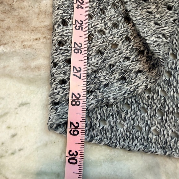 Debbie Morgan Gray Open Knit Cardigan Waterfall Draped Sweater | M - Picture 7 of 8
